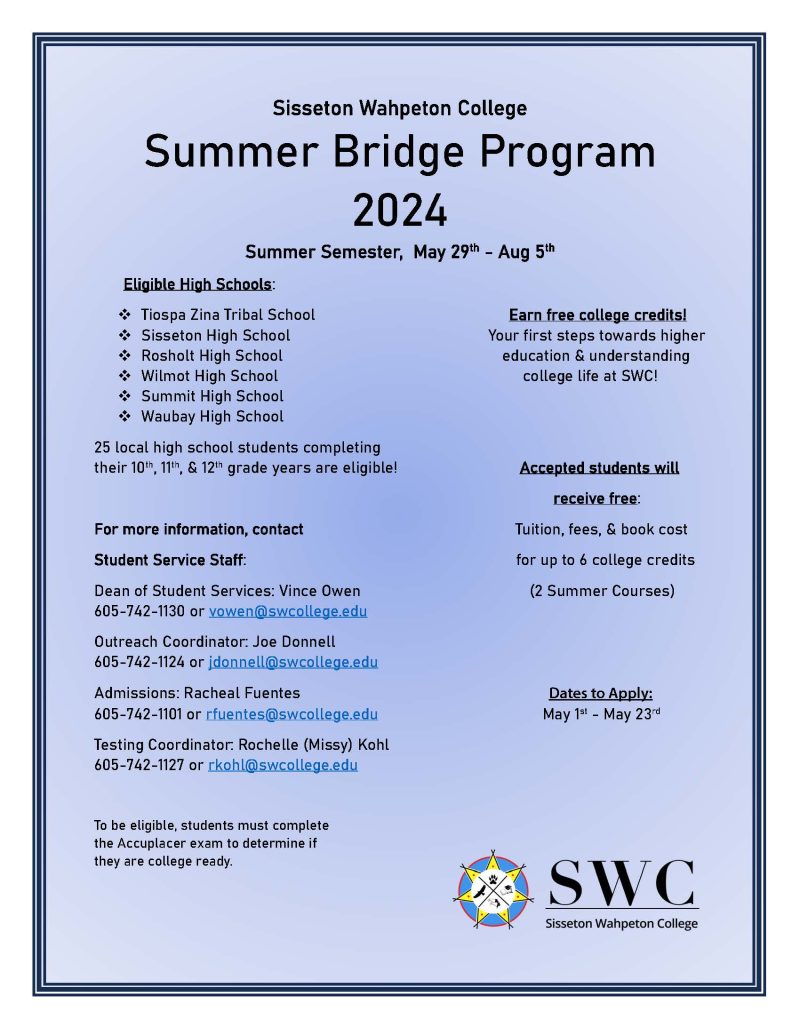 SWC Summer Bridge Program Sisseton Wahpeton College